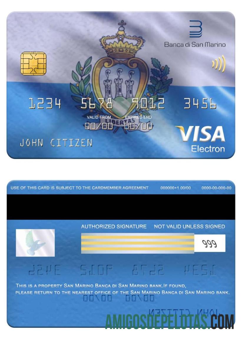 Cartão Visa Electron do Banco San Marino Banca Di San Marino baixar para verificação
